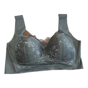 NWT Zenchic Bra - Seamless Sexy Wireless Bra,‎ Plus Size - 4XL - Teal/Gray Lace